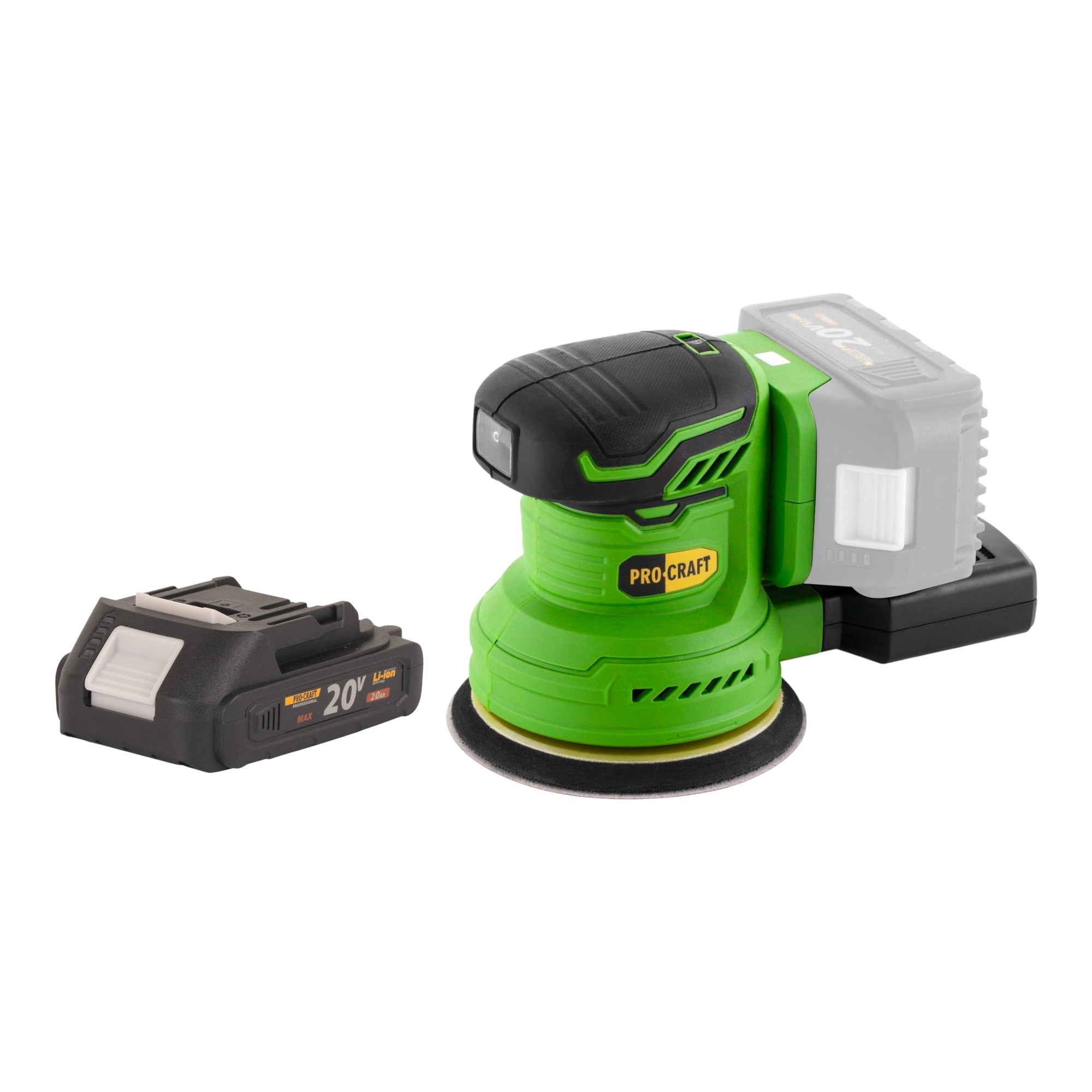 Procraft PX20BLbb Akku Exzenterschleifer 20 V 125 mm Brushless + 1x Akku 2,0 Ah - ohne Ladegerät