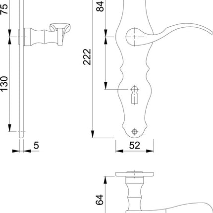 HOPPE Garniture à plaque longue Weimar M112SLN/2007 laiton F73 ( 3000253093 )
