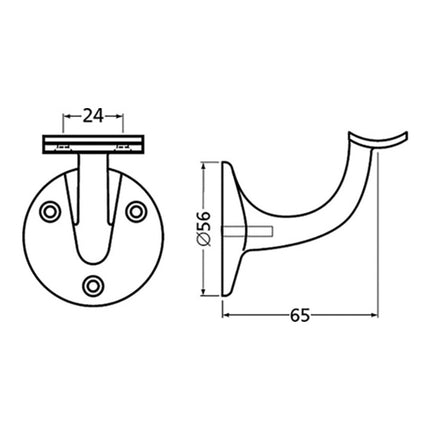 Support de main courante HERMETA 3500 aluminium plastifié noir ( 3000283325 )