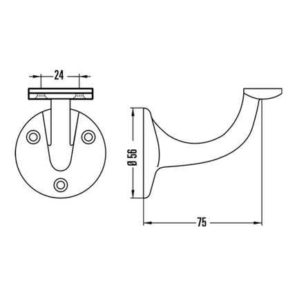 Support de main courante HERMETA 3507 aluminium anodisé couleur argent ( 3000283336 )
