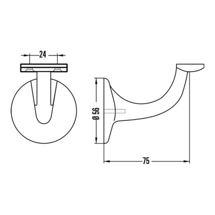 Support de main courante HERMETA 3508 aluminium anodisé couleur argent ( 3000283338 )