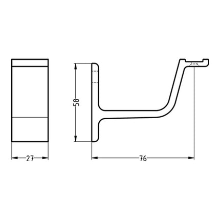 Support de main courante HERMETA 3551 Aluminium revêtu de plastique noir ( 3000283343 )
