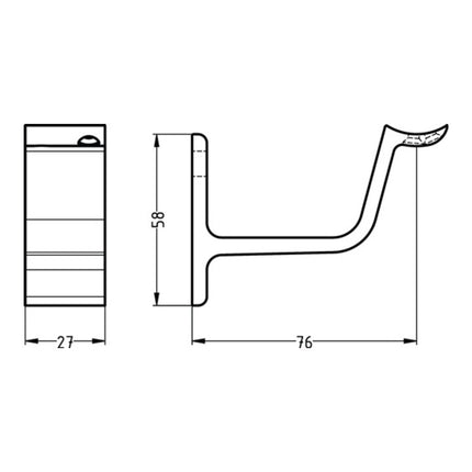 Support de main courante HERMETA 3553 Aluminium revêtu de plastique noir ( 3000283347 )