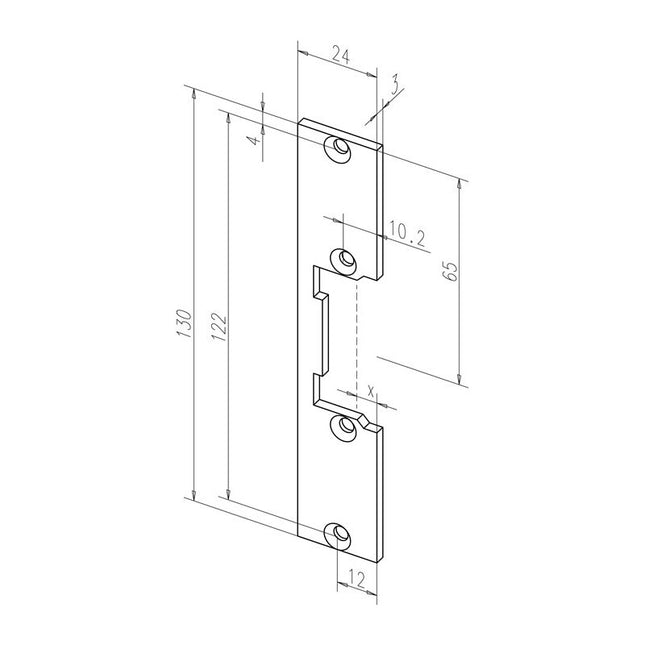 Gâche plate ASSA ABLOY 096 acier inoxydable mat à bord ( 3324034004 )