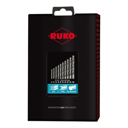 RUKO Jeu de forets hélicoïdaux DIN 338 Type N d. nominal 1-10x0,5 mm ( 4000600879 )