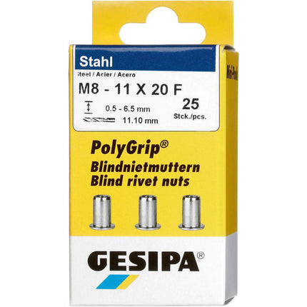 GESIPA Ecrou à sertir en aveugle PolyGrip(R) tige de rivet d x l 11 x 20 mm M8 ( 4000813827 )