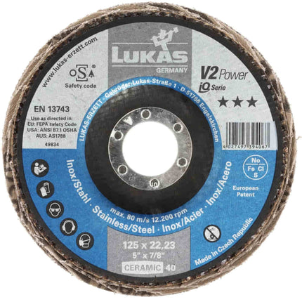 LUKAS Disque à lamelles V2 POWER CER D. 125 mm granulation 40 plat ( 4000840349 )