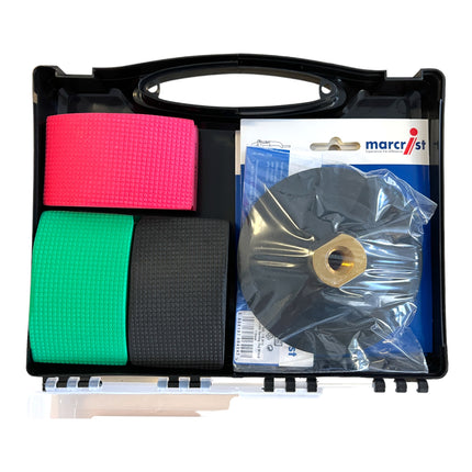 Marcrist Set de polissage de carrelage 115mm + 1x plateau de polissage velcro + 3x disque diamant velcro + 3x pad de polissage manuel ( 3999.101.341 ) + mallette