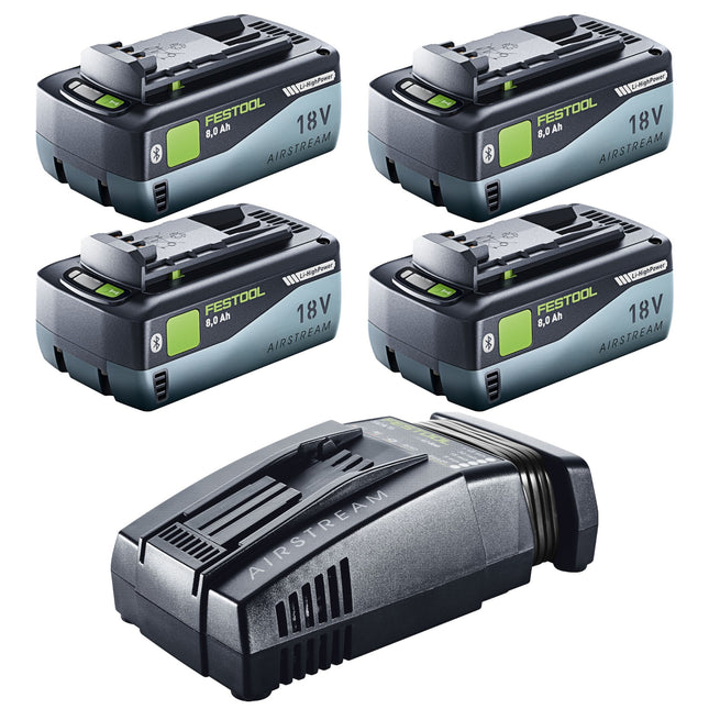 Festool 18V 4x8,0/SCA16 Kit énergie 4x batterie 18 V 8,0 Ah ( 4x 577323 ) + chargeur ( 576953 )