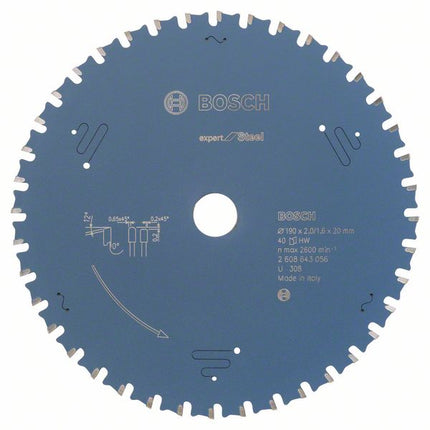 Lame de scie circulaire Expert for Steel Bosch, 190 x 20 x 2,0 mm, 40 ( 2608643056 )