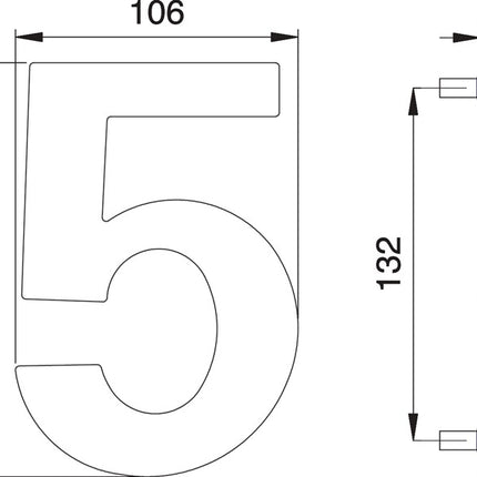 EDI Numéro de maison chiffre 5 acier inoxydable mat ( 3000261320 )