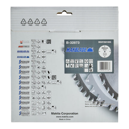 Makita MAKBLADE lame circulaire 260 x 30 x 2,3 mm 100 dents ( B-32873 ) pour bois