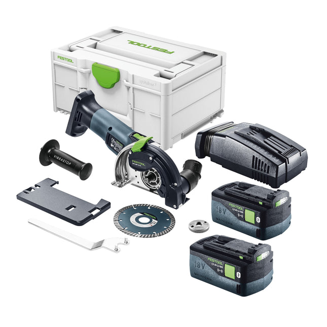 Festool DSC-AGC 18-125 FH EB-Basic Système de tronçonnage à main libre sans fil 18 V 125 mm Brushless + 2x batterie 5,0 Ah + chargeur rapide + Systainer