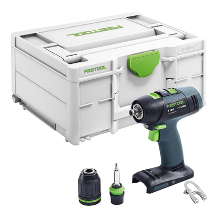 Festool T 18+3 Basic Perceuse-visseuse sans fil 18 V 50 Nm Brushless + 2x batterie 4,0 Ah + chargeur rapide + Systainer