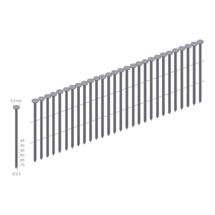 Prebena CNW25/65NKRI Clous pour bobines 2,5 x 65 mm 7200 pcs. Tige annulaire galvanisée