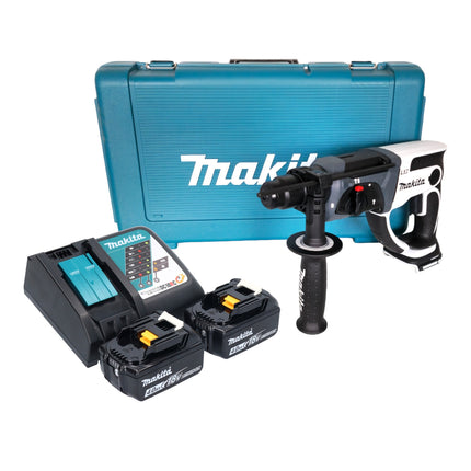 Makita DHR 202 RMW Marteau perforateur sans fil 18 V 20 mm 2,0 J blanc + 2x batterie 4,0 Ah + chargeur + coffret