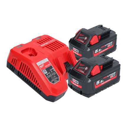 Outil de pose de boulons à bague de verrouillage de batterie Milwaukee M18 ONEFLT-552X 18 V 4,8 / 6,4 / 9,53 mm + 2x batteries 5,5 Ah + chargeur + boîtier HD