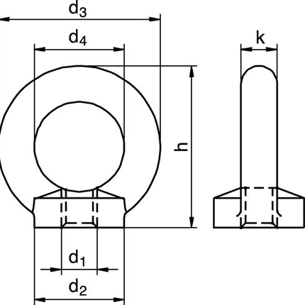 Ecrou annulaire DIN 582 ( 5000615130 ) Filetage M6 électro-galvanisé