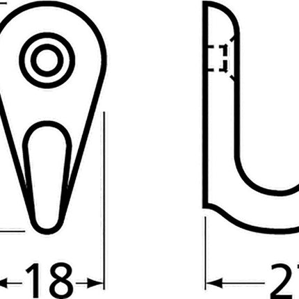 Crochet à linge Hermeta 0557 ( 3000283280 ) 1 crochet hauteur 36 mm saillie 27 mm