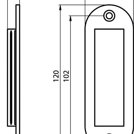 Hermeta coquille de porte coulissante ( 3000283375 ) aluminium noir revêtu par poudre ovale longueur 120 mm largeur 40 mm