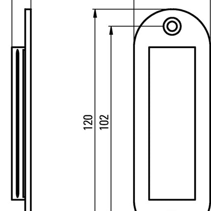 Hermeta coquille de porte coulissante ( 3000283375 ) aluminium noir revêtu par poudre ovale longueur 120 mm largeur 40 mm