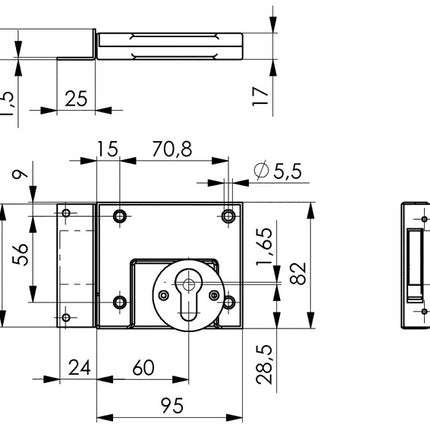 AMF serrure à pêne dormant 49 ( 3311021060 ) DIN gauche / droite PZ dimension de la broche 60 mm