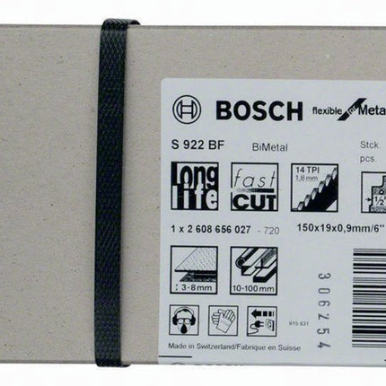 Lame de scie sabre S 922 BF Bosch ( 8000343778 ) Longueur 150 mm Largeur 19 mm avoyée, fraisée