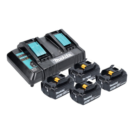Makita DLM 538 CF4 Tondeuse à gazon sans fil 36 V ( 2x 18 V ) 530 mm + 4x batterie 3,0 Ah + chargeur