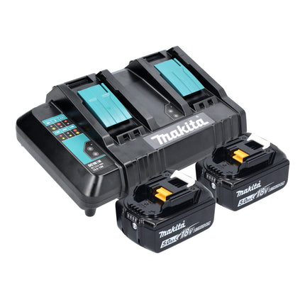 Makita DLM 538 CT2 Tondeuse à gazon sans fil 36 V ( 2x 18 V ) 530 mm + 2x batteries 5,0 Ah + chargeur