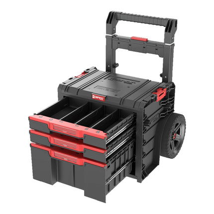 Qbrick System PRO Cart 2.0 Plus Drawer 3 boîte mobile sur roulettes 520 x 415 x 660 mm 12 l 2x 4,5 l poignée télescopique double amovible