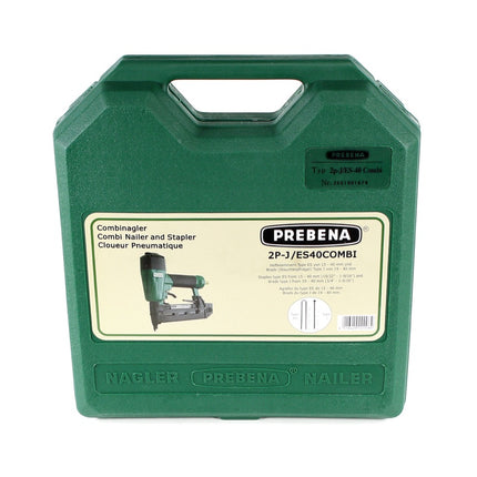Prebena Druckluftnagler 2P-J/ES 40 COMBI 5 bis 7 Bar - im Transportkoffer + Prebena J 30 CNKHA Stauchkopfnägel Brads 30mm 5000 Stück - Toolbrothers