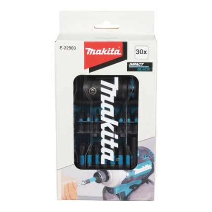 Makita E-22903 Jeu d'embouts et de douilles à frapper 1/4'' / 3/8'' 30 pces IMPACT BLACK Embouts / Douilles à frapper / Douilles à emboîter