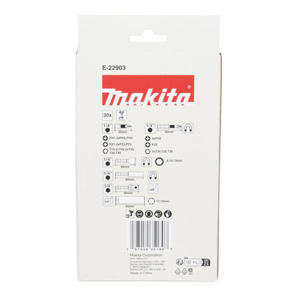 Makita E-22903 Jeu d'embouts et de douilles à frapper 1/4'' / 3/8'' 30 pces IMPACT BLACK Embouts / Douilles à frapper / Douilles à emboîter