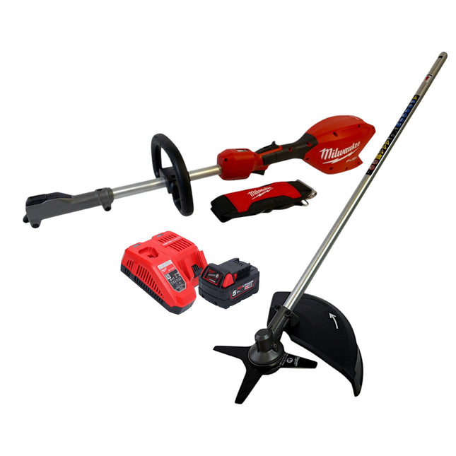 Milwaukee M18 FOPH2 BAC 501 Akku Basiseinheit 18 V Brushless Sensen Aufsatz 1x Akku 5 0 Ah Ladegeraet 0 - toolbrothers