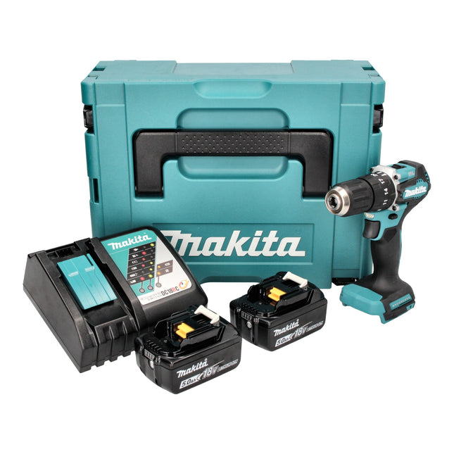 Makita DHP 487 RTJ Akku Schlagbohrschrauber 18 V 40 Nm Brushless 2x Akku 5 0 Ah Ladegeraet Makpac 0 - toolbrothers