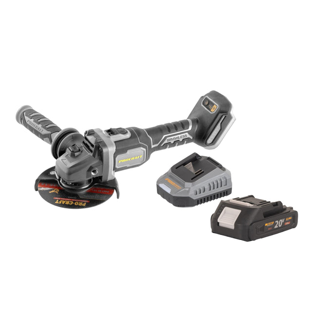 Procraft Industrial AG125Bbb Akku Winkelschleifer 20 V 125 mm Brushless 1x Akku 2 0 Ah Ladegeraet 0 - toolbrothers