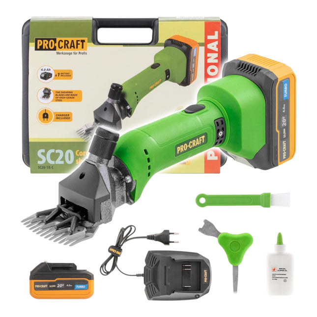 Procraft SC20 Akku Schafschermaschine 20 V 76 mm 1x Akku 4 0 Ah Ladegeraet Koffer 0 - toolbrothers