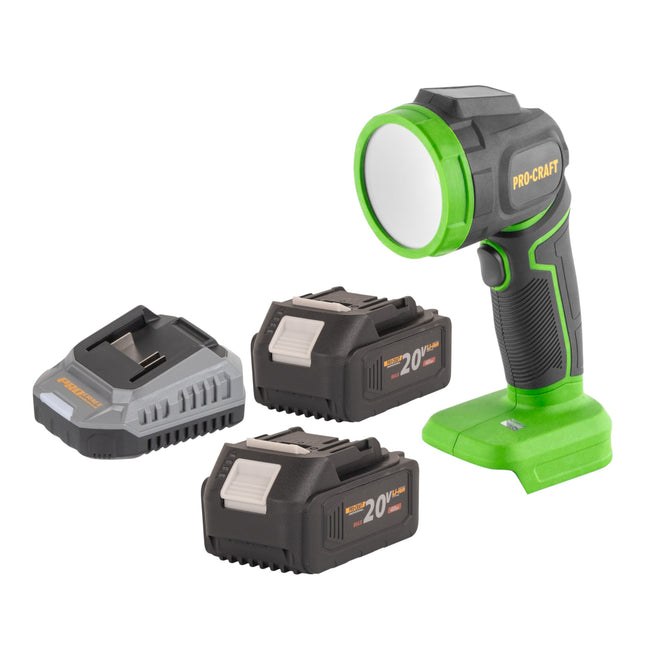 Procraft LL18bb Akku LED Strahler 20 V 300 lm 2x Akku 4 0 Ah Ladegeraet 0 - toolbrothers