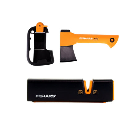 Fiskars Set de cheminée X5 K40 + Aiguiseur ( 1025441 )