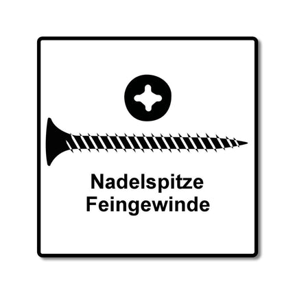 SPAX GIX-A Vis pour cloison sèche 3,9 x 45 mm - Filetage total - Tête trompette - Cruciforme H2 - Pointe d’aiguille - Magazinée - Phosphatée - 1000 pcs. (1091170390456)