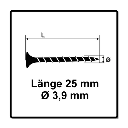 SPAX GIX-B Vis pour cloison sèche 3,9 x 55 mm - Filetage total - Tête trompette - Cruciforme H2 - Pointe aiguille - Magazinée - 1000 pcs. (1891170390256)