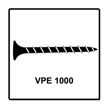 SPAX GIX-B Vis pour cloison sèche 3,9 x 55 mm - Filetage total - Tête trompette - Cruciforme H2 - Pointe aiguille - Magazinée - 1000 pcs. (1891170390256)