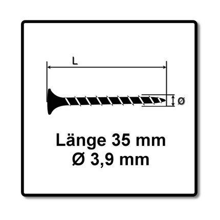 SPAX GIX-B Vis pour cloison sèche 3,9 x 55 mm - Filetage total - Tête trompette - Cruciforme H2 - Pointe aiguille - Magazinée - 1000 pcs. (1891170390356)