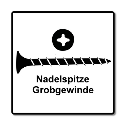 SPAX GIX-B Vis pour cloison sèche 3,9 x 55 mm - Filetage total - Tête trompette - Cruciforme H2 - Pointe aiguille - Magazinée - 1000 pcs. (1891170390356)