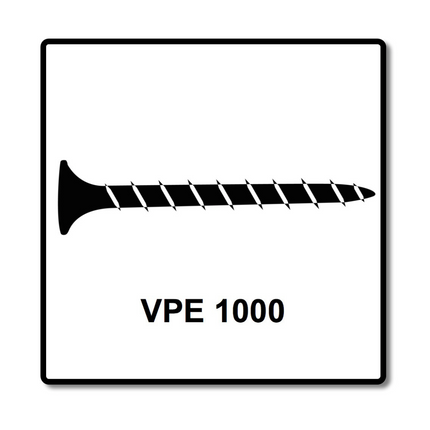 SPAX GIX-B Vis pour cloison sèche 3,9 x 55 mm - Filetage total - Tête trompette - Cruciforme H2 - Pointe aiguille - Magazinée - 1000 pcs. (1891170390356)