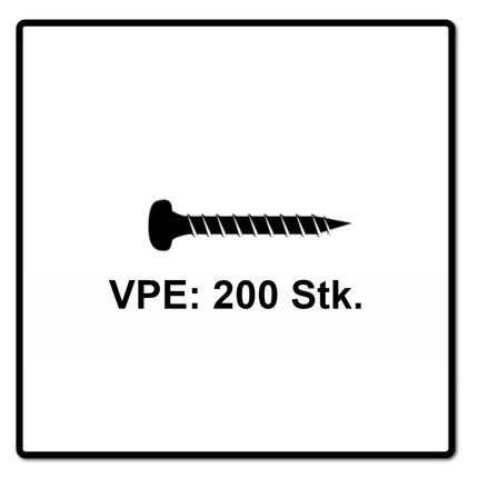 Fischer Power-Fast II FPF II Vis à bois aggloméré 3,5x25mm,Tête ronde, Torx, Filetage total, Zingué blanc, Passivé bleu, 200pcs. (670101)