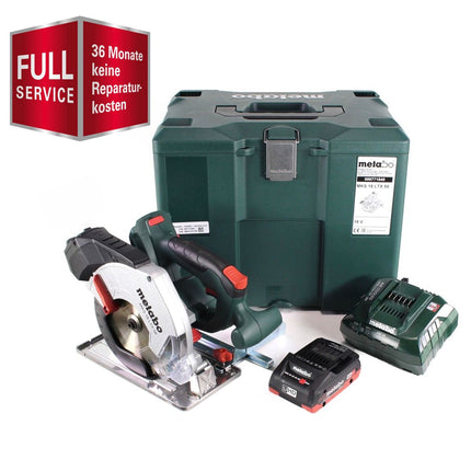 GRATUIT 3 ans de service complet de protection complète Metabo MKS 18 LTX 58 scie circulaire à métaux à batterie 18V 165 mm + 1x batterie 4,0Ah + chargeur + MetaLoc