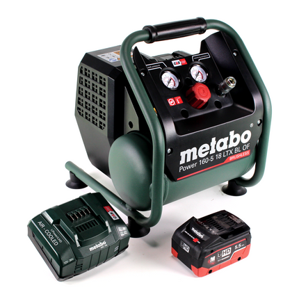Metabo Power 160-5 18 LTX BL OF compresseur sans fil 18 V 8,0 bar sans brosse + 1x accu LiHD 5,5 Ah + chargeur