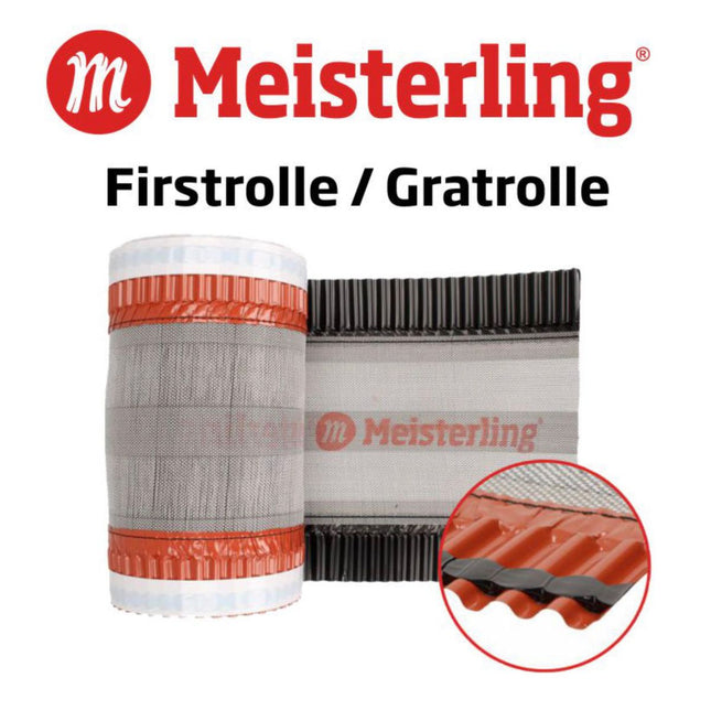 Meisterling Rouleau d'arêtier / Closoir de faîtage 320 mm x 5 m, 4 pcs. - PET anti-UV haute performance, non-tissé - bande centrale en tissu, noir (4x 012100000400)