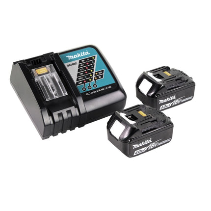 Cisaille à gazon sans fil Makita DUM 604 RM 18 V + rallonge de poignée avec rouleau + 2 batteries 4,0 Ah + chargeur